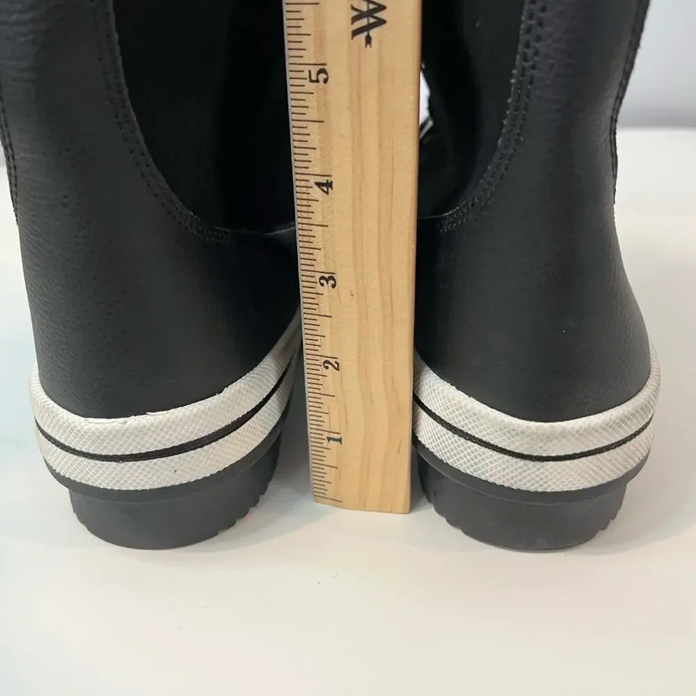 NEW Amazon Essentials Mid‎ Calf Snow Winter Black White Faux Fur Trim Boots 11